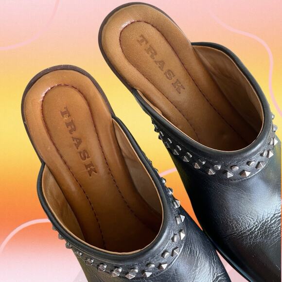 Trask Women’s Black Leather Reese Studded Clog/Mule Heels Boho Western Size 7.5 - Picture 7 of 12